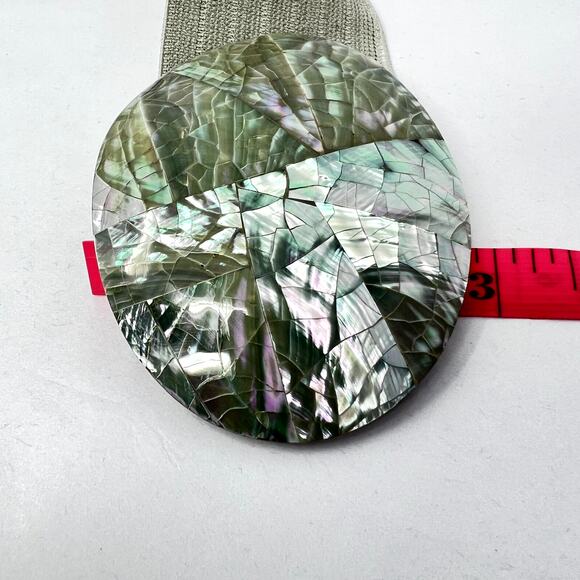 Sommai World Natural Tropical Shell Elastic Belt Women XL USA VTG Pearl Abalone - Picture 5 of 6